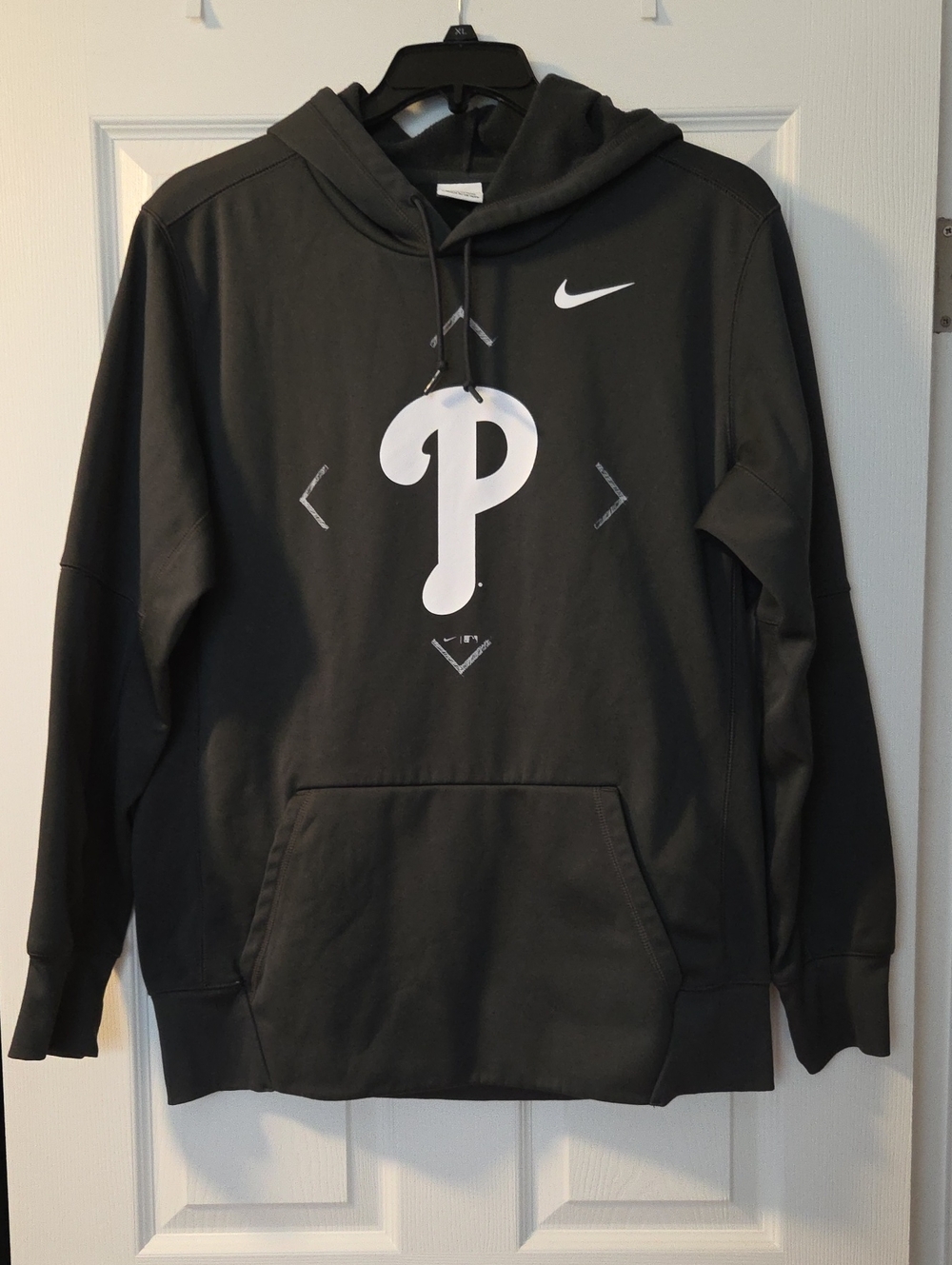 Nike Philadelphia Phillies Hoodie Sz L Dark Grey Fleece Lined